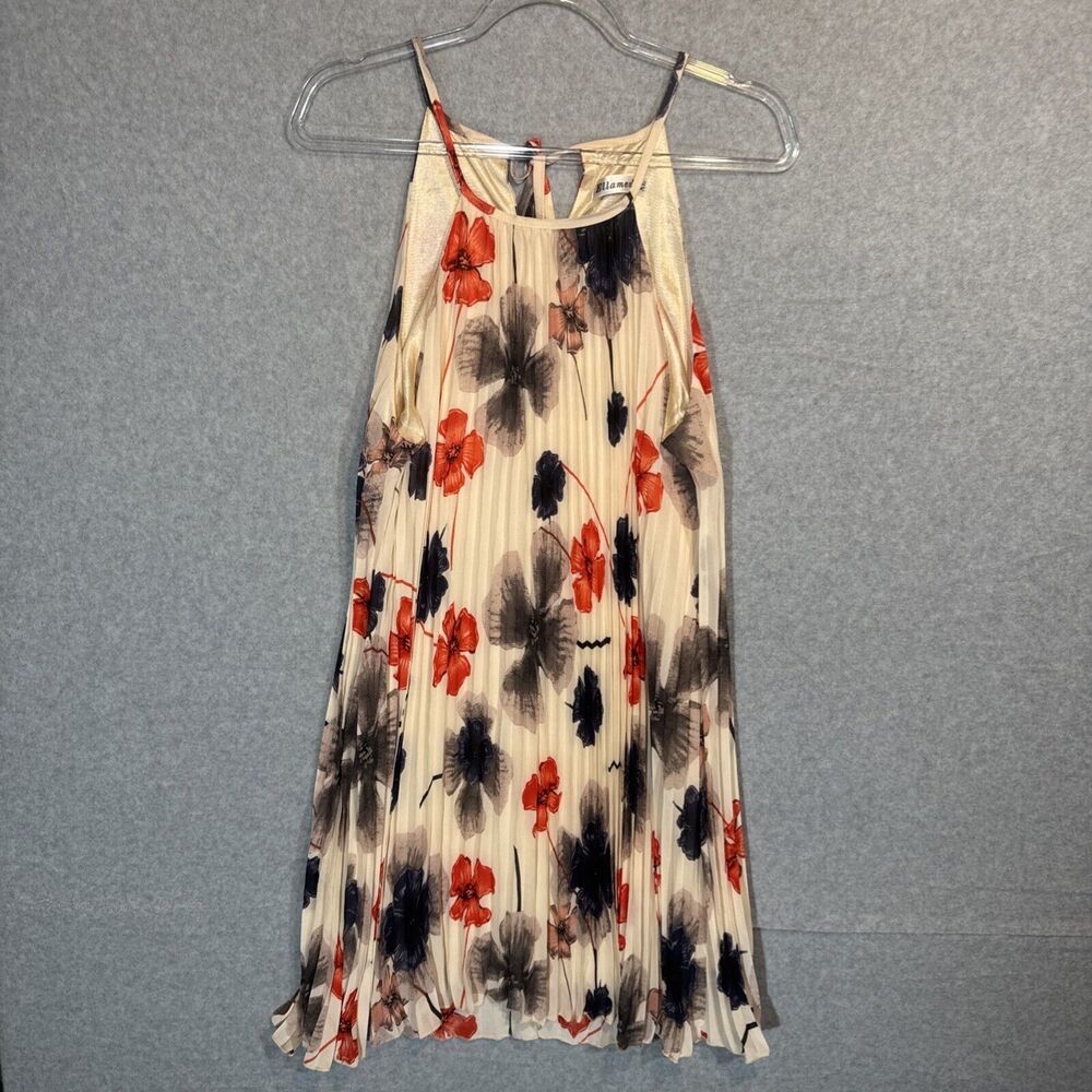 Ellames Floral Women's‎ Summer Spaghetti Strap Accordion-Pleated Midi Dress XL